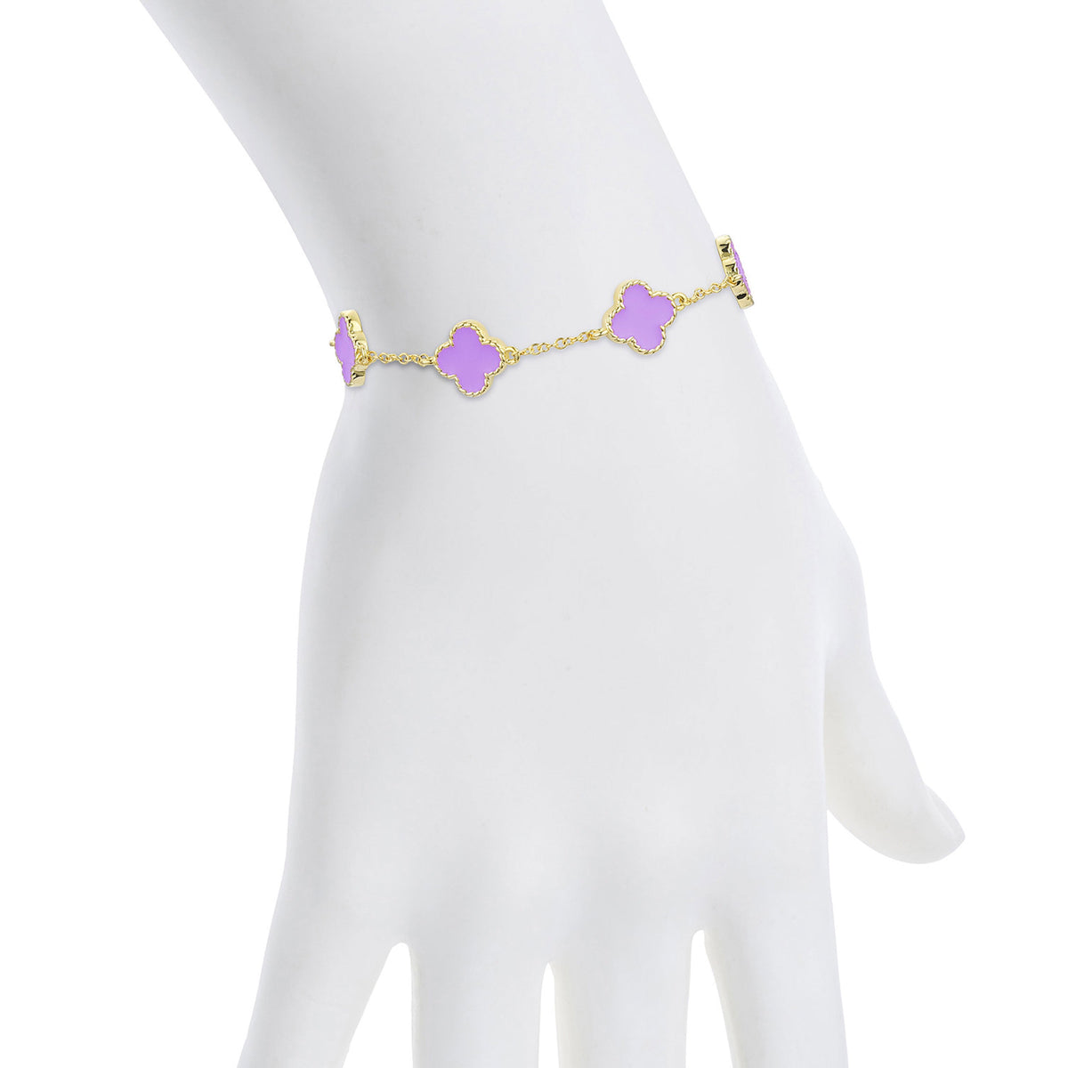 Four Leaf Clover Link Bracelet - Purple – Lily Nily