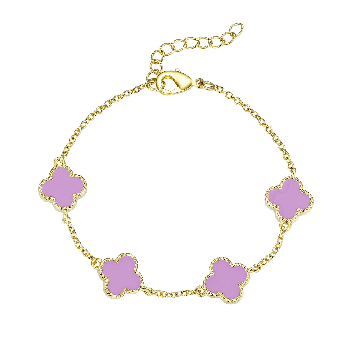 Four Leaf Clover Link Bracelet - Purple – Lily Nily