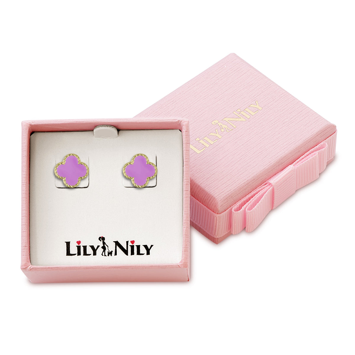 アクセサリー lily Four Leaf Clover Stud Earrings - Purple – Lily Nily