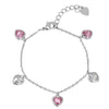 CZ Heart Charm Bracelet (Pink/White)