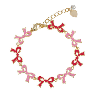 Flat Bow Bracelet (Pink/Red)