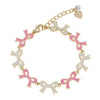 Flat Bow Bracelet (Pink/White)