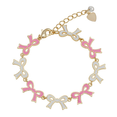 Flat Bow Bracelet (Pink/White)