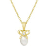 CZ Bow and Freshwater Pearl Pendant