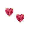 Heart CZ Stud Earrings in Sterling Silver (Ruby)