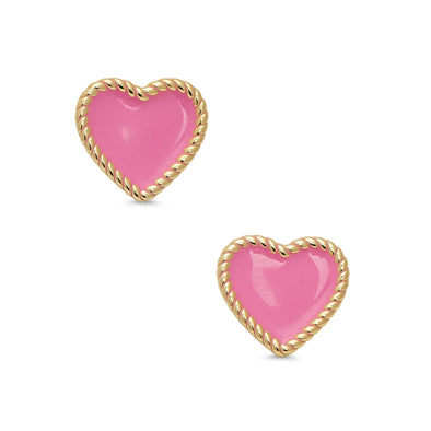 Heart Twist Stud Earrings (Pink)