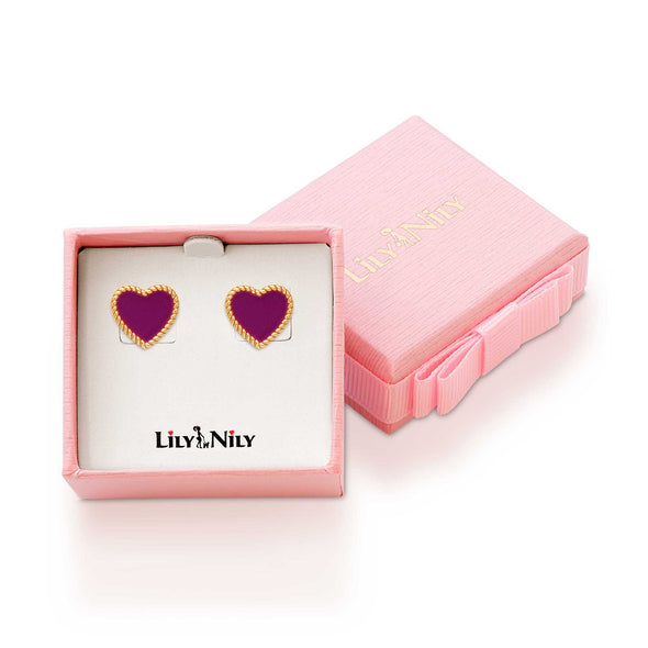 Heart Twist Stud Earrings (Purple)
