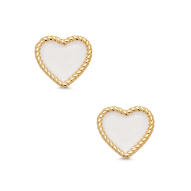 Heart Twist Stud Earrings (White)