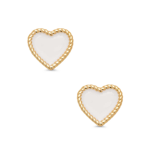Heart Twist Stud Earrings (White)
