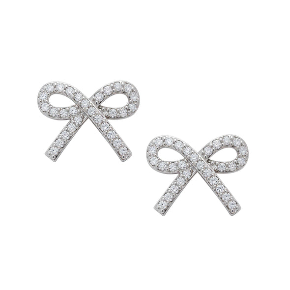 CZ Bow Stud Earrings