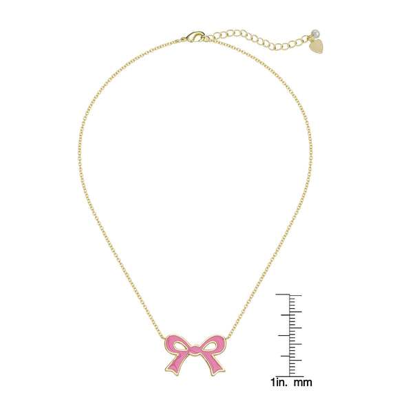 Flat Bow Necklace (Pink)