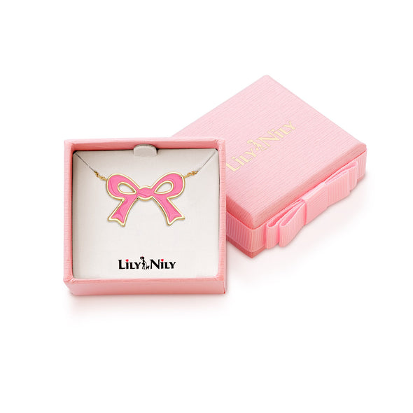 Flat Bow Necklace (Pink)
