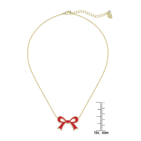 Flat Bow Necklace (Red)