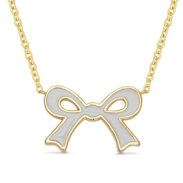 Flat Bow Necklace (White)