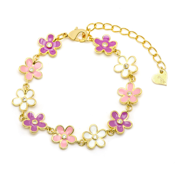 Flower CZ Link Bracelet