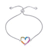 Rainbow CZ Heart Bolo Bracelet