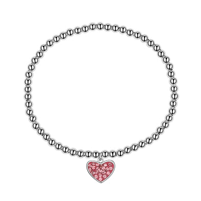 Crystal Heart Beaded Stretch Bracelet