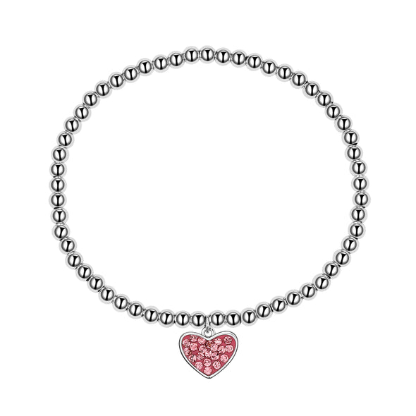 Crystal Heart Beaded Stretch Bracelet