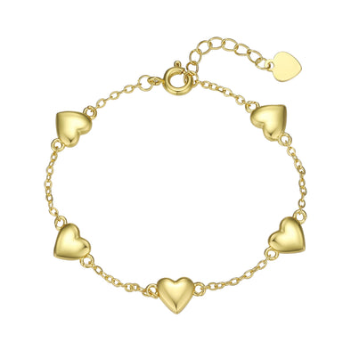 Puffed Heart Bracelet - Gold