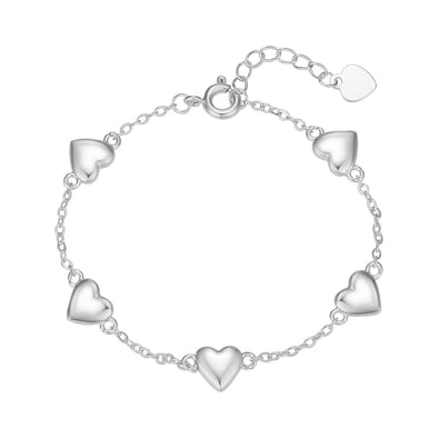 Puffed Heart Bracelet - Silver