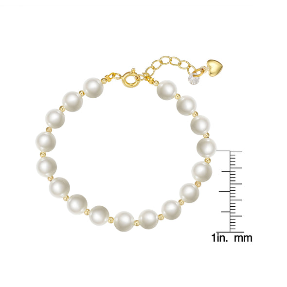 Imitation Pearl and Gold Ball Bracelet