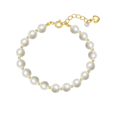 Imitation Pearl and Gold Ball Bracelet