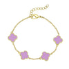 Four Leaf Clover Link Bracelet - Purple