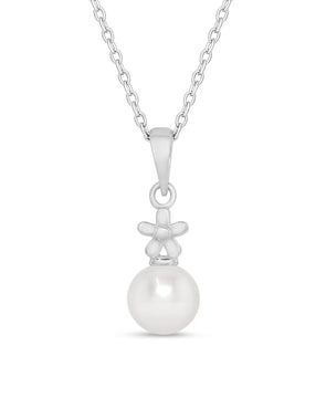 Flower & Freshwater Pearl Pendant in Sterling Silver