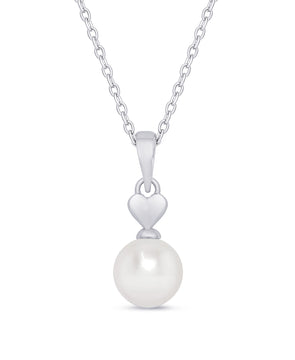 Heart & Freshwater Pearl Pendant in Sterling Silver