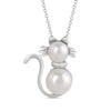 Freshwater Pearl Cat Necklace in Sterling Silver