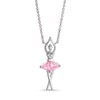 Pink & White CZ Ballerina Necklace in Sterling Silver