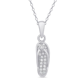 CZ Flip Flop Necklace in Sterling Silver