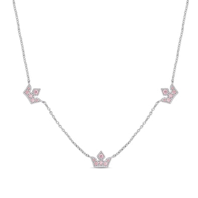 Princess Tiara CZ Station Necklace in Sterling Silver