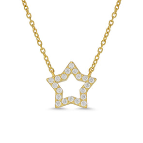 CZ Open Star Necklace in 18k Gold over Sterling Silver