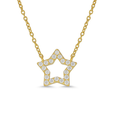 CZ Open Star Necklace in 18k Gold over Sterling Silver
