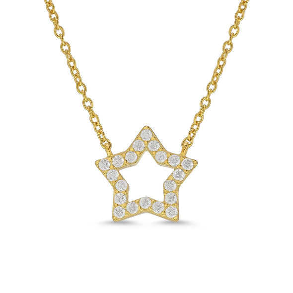 CZ Open Star Necklace in 18k Gold over Sterling Silver