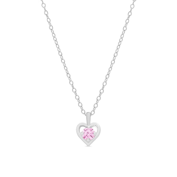 Pink CZ Heart Pendant in Sterling Silver