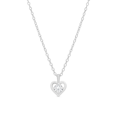 CZ Heart Pendant in Sterling Silver