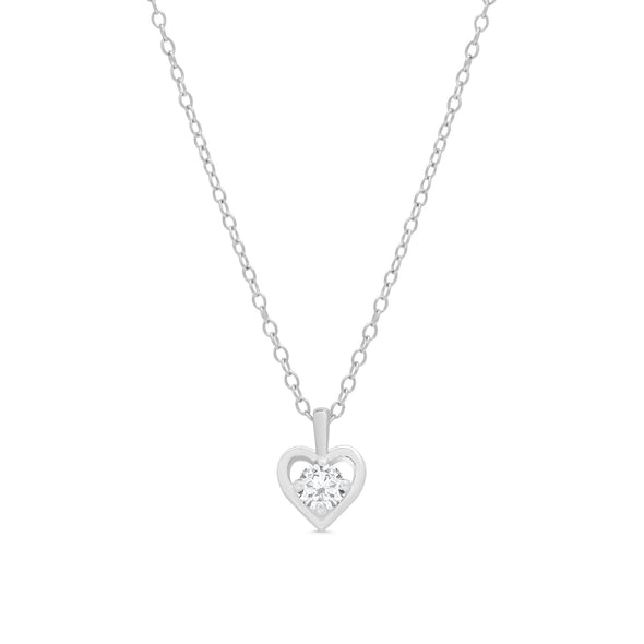 CZ Heart Pendant in Sterling Silver