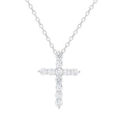 CZ Cross Necklace in Sterling Silver