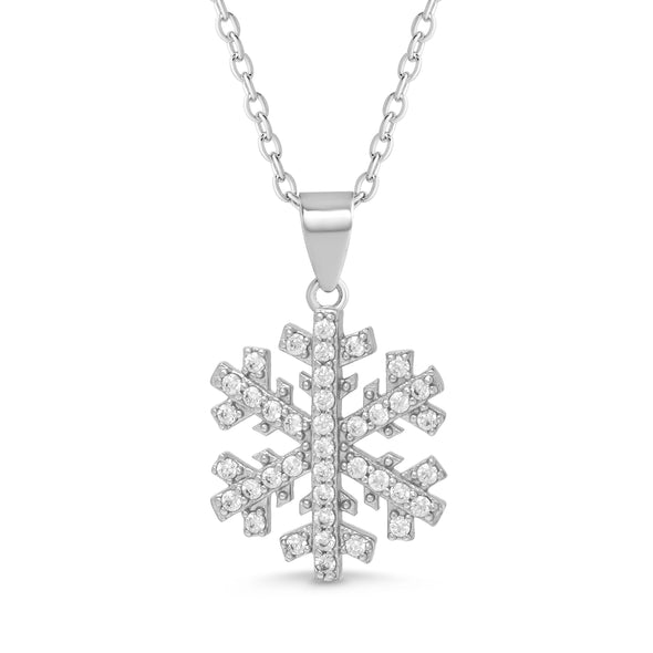 CZ Snowflake Necklace in Sterling Silver