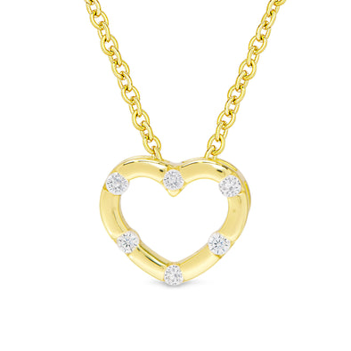 CZ Inlay Heart Necklace in 18k Gold over Sterling Silver