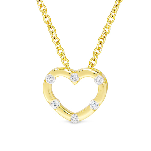CZ Inlay Heart Necklace in 18k Gold over Sterling Silver