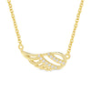 CZ Angel Wing Necklace in 18k Gold over Sterling Silver