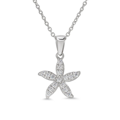 CZ Starfish Necklace in Sterling Silver