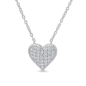 Pave CZ Heart Necklace in Sterling Silver