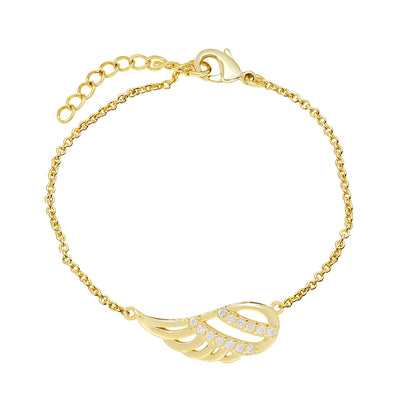 CZ Angel Wing Bracelet in 18k Gold over Sterling Silver