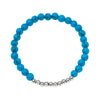 Turquoise & Polished Silver Bead Stretch Bracelet in Sterling Silver