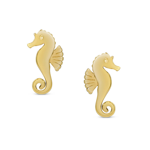 Seahorse Stud Earrings in 18k Gold over Sterling Silver