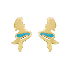 Mermaid Stud Earrings in 18k Gold over Sterling Silver
